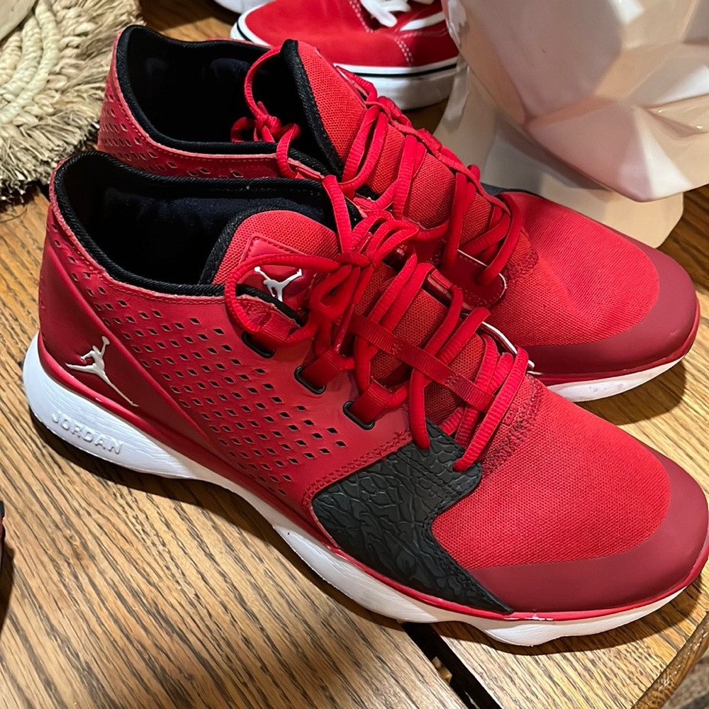 Mens Jordan’s , size 13, red black and white . Like new . Worn once .